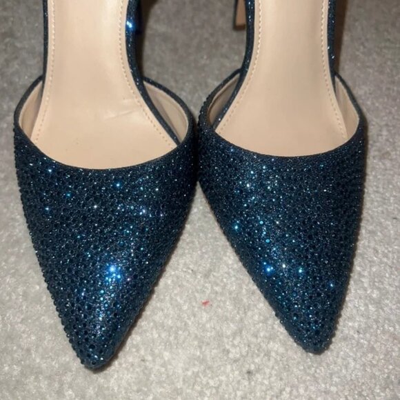 Navy embellished sparkly court shoes - Picture 4 of 4